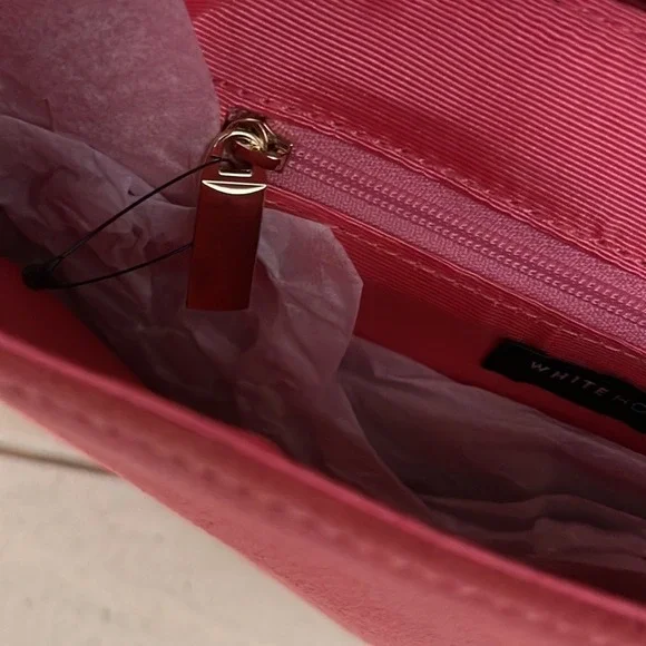 White House Black Market Clutch Suede Coral‎ Tassel Evening Bag - Picture 4 of 7